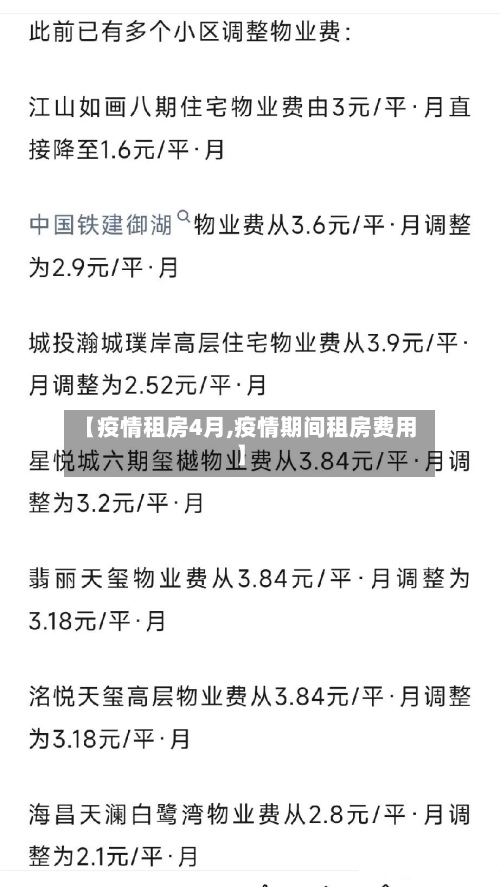 【疫情租房4月,疫情期间租房费用】