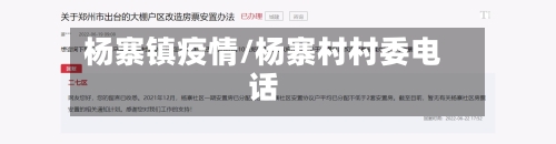 杨寨镇疫情/杨寨村村委电话-第3张图片