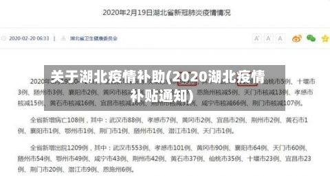 关于湖北疫情补助(2020湖北疫情补贴通知)