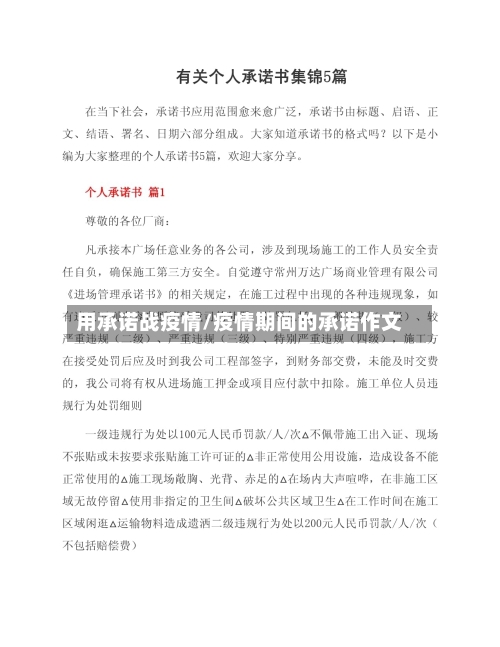 用承诺战疫情/疫情期间的承诺作文