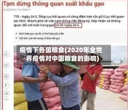 疫情下各国粮食(2020年全世界疫情对中国粮食的影响)-第3张图片