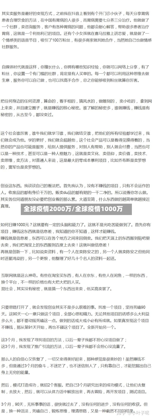 全球疫情2000万/全球疫情1000万
