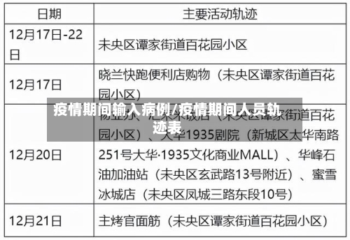 疫情期间输入病例/疫情期间人员轨迹表